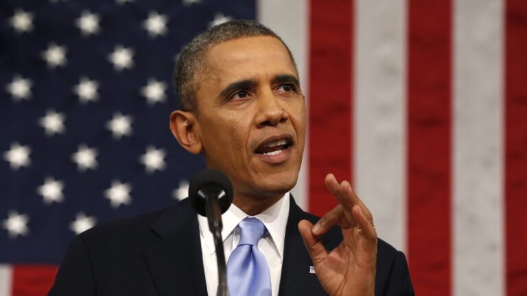 Foto del presidente Barack Obama durante un discorso
