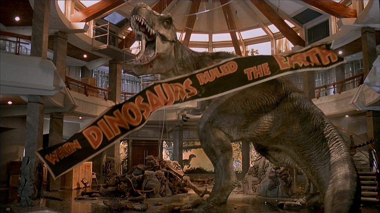 La scena finale di Jurassic Park