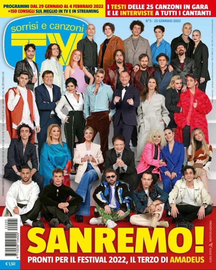 Sanremo 2022: la copertina di Tv Sorrisi e Canzoni