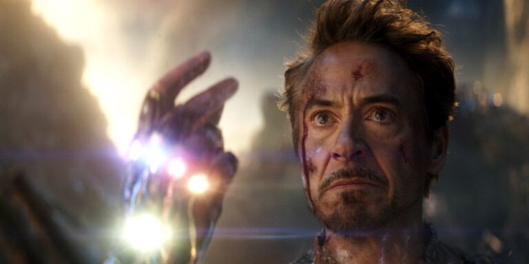 tony stark/iron man nel finale di avengers: endgame