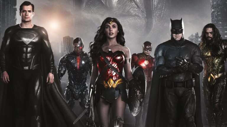 Fotografia che ritrae i protagonisti di Zack Snyder's Justice League.