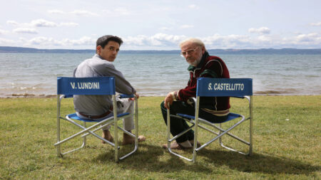 Valerio Lundini e Sergio Castellitto sul set de Il più bel secolo della mia vita