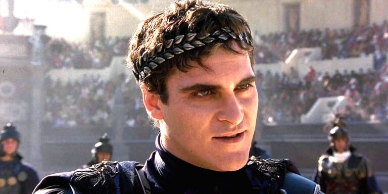 Frame che ritrae Joaquin Phoenix ne Il Gladiatore