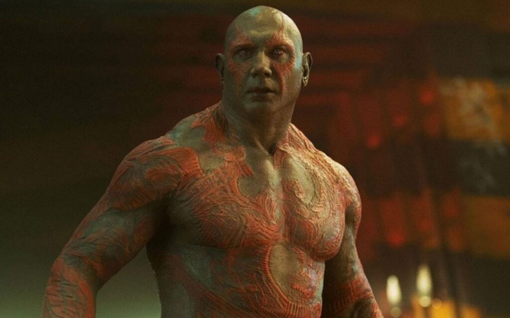 Frame che raffigura Drax nel franchise dei Guardiani della Galassia.
