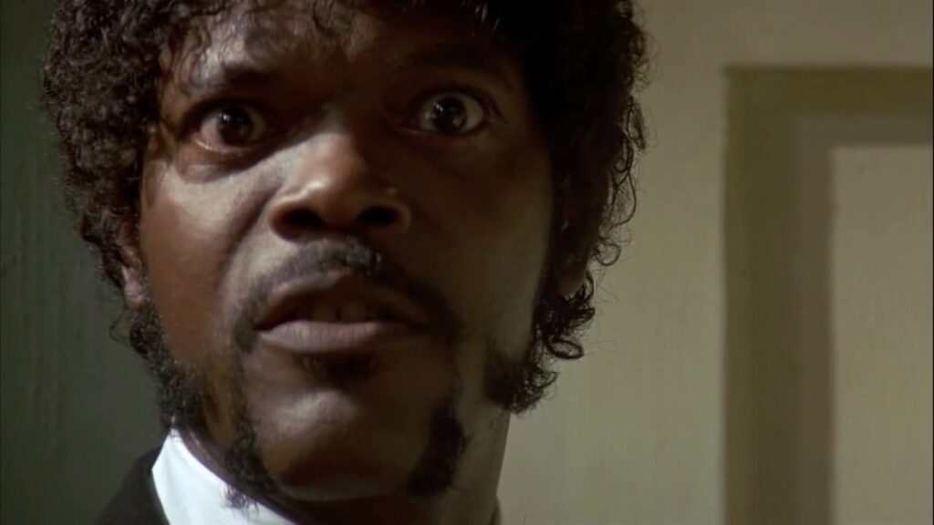 Frame che ritrae Samuel L. Jackson in Pulp Fiction