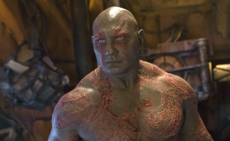 Frame che ritrae Dave Bautista nei Guardiani della Galassia