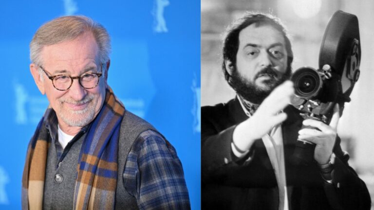 Fotografie che ritraggono Steven Spielberg e Stanley Kubrick