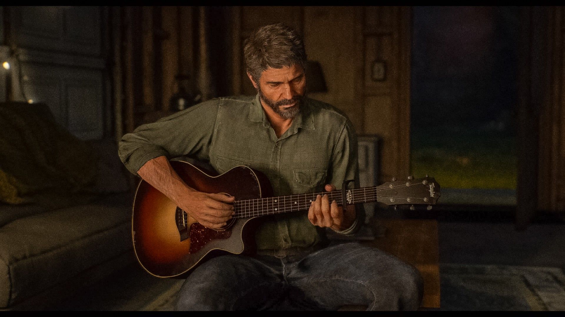 Joel suona la chitarra nel videogioco The Last of Us - part II