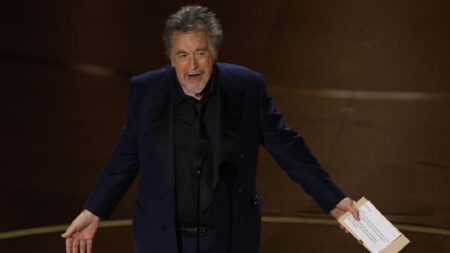 Al Pacino per l'annuncio a Miglior Film agli Oscar 2024, fonte: ABC