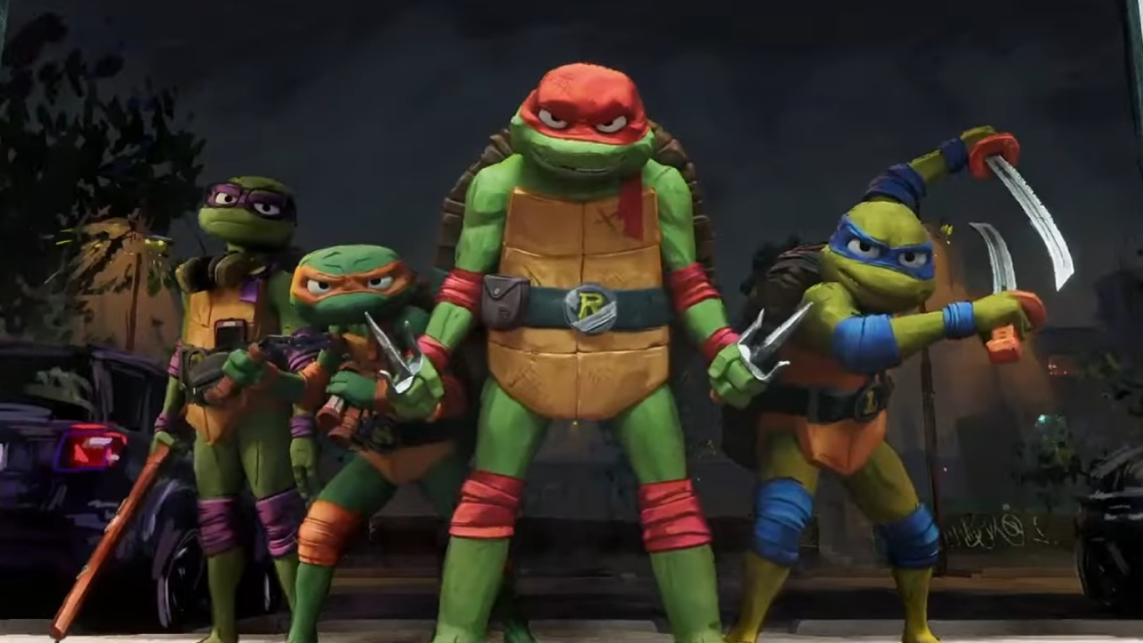 Donatello, Michelangelo, Raffaello e Leonardo nel film Tartarughe Ninja: Caos Mutante del 2023