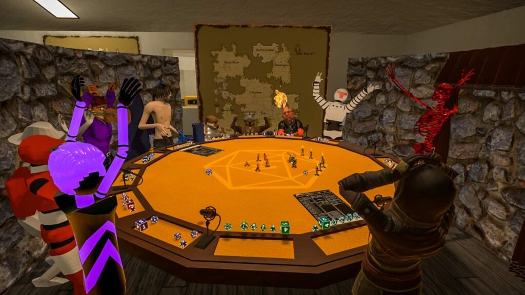 VR Chat tavolo Dungeons and Dragons con più giocatori