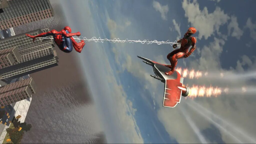 Spider-Man in azione in una scena del gioco