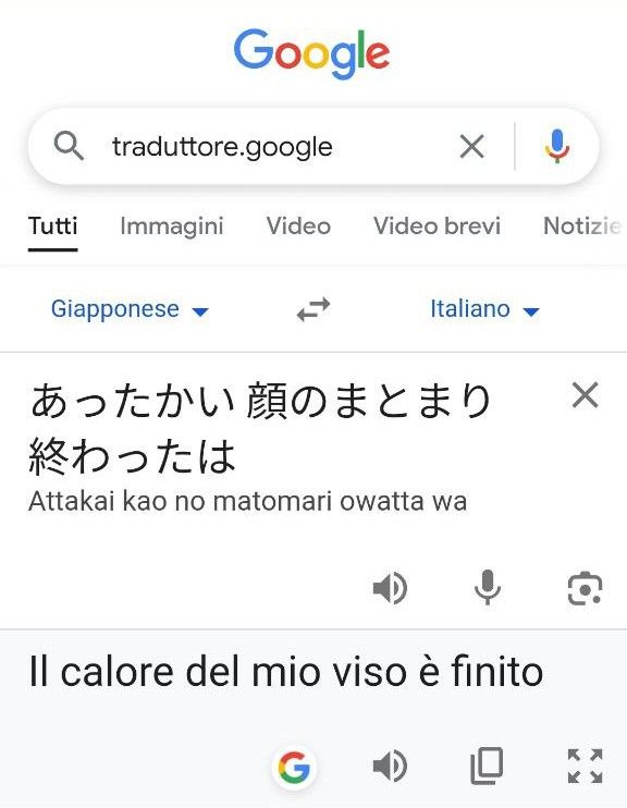 Traduzione giapponese italiano su Google Traduttore