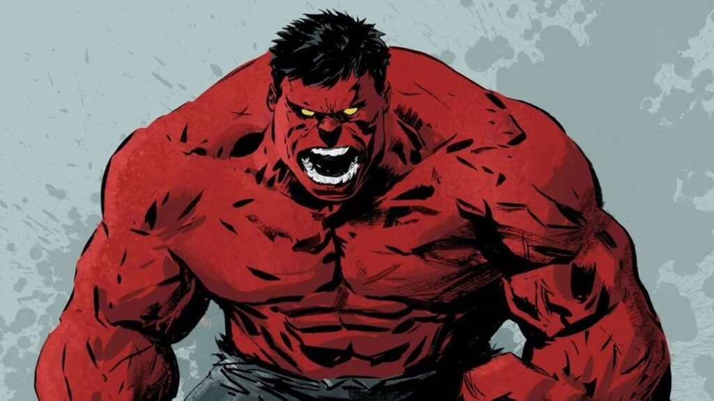 Una tavola di un fumetto con Red Hulk