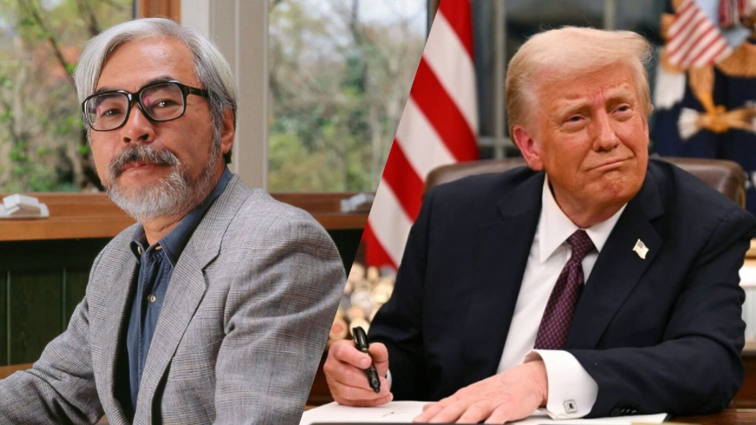 Hayao Miyazaki e Donald Trump, fonte: Luigi Spedale per ScreenWorld