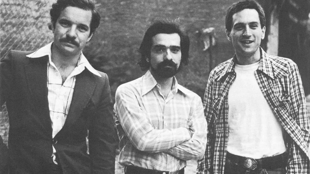 Paul Schrader, Martin Scorsese e Robert De Niro sul set di Taxi Driver (1976)