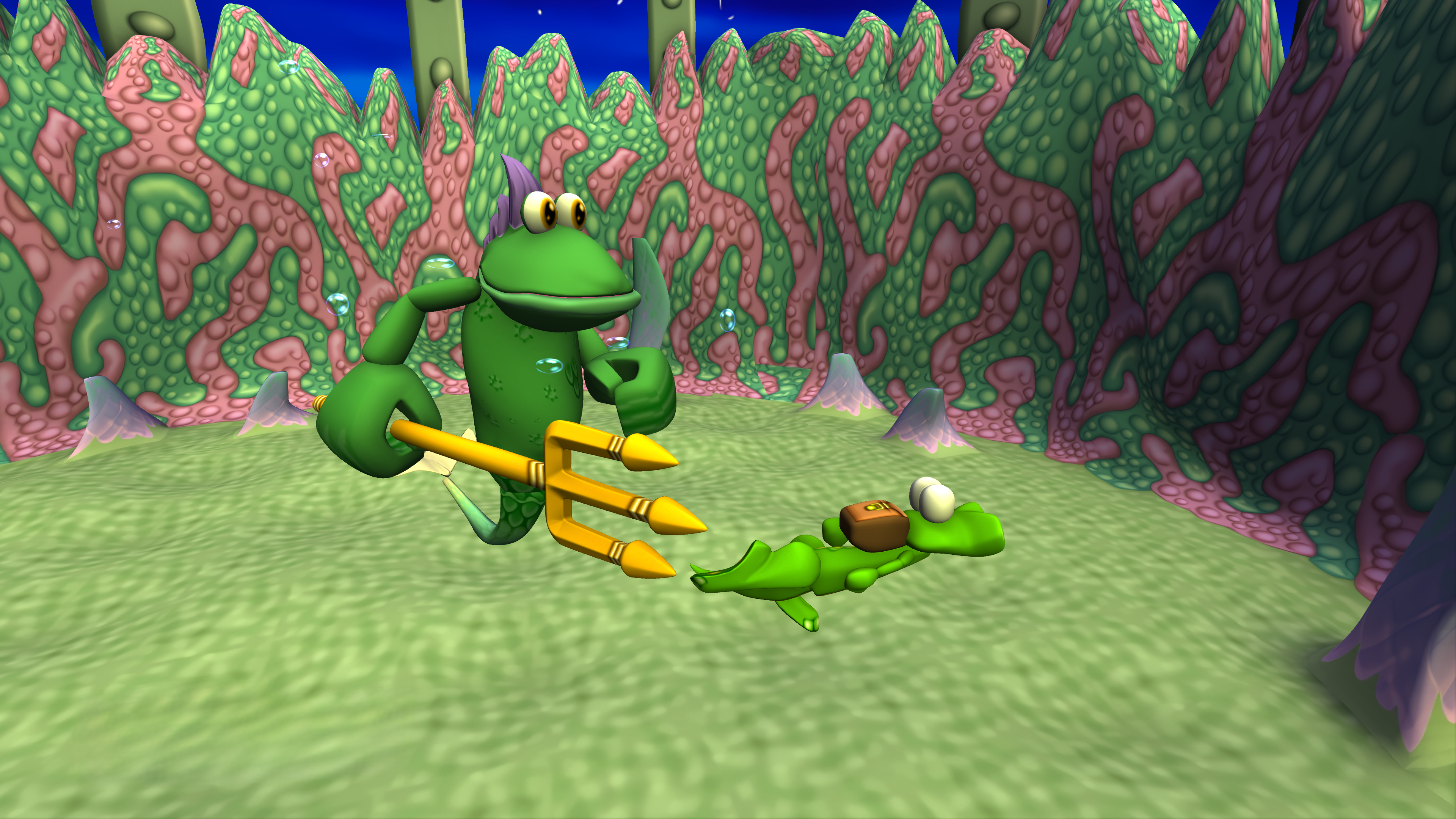Dettaglio di uno scontro in mare in Croc - Legend of the Gobbos Remastered