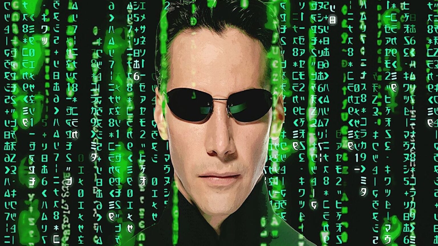 Keanu Reeves in un poster di Matrix