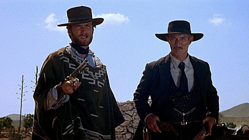 Clint Eastwood e Lee Van Cleef in una scena di Per qualche dollaro in più (1965)