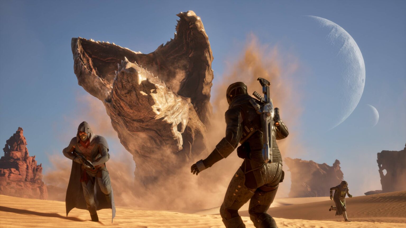 Un verme delle sabbie in Dune Awakening