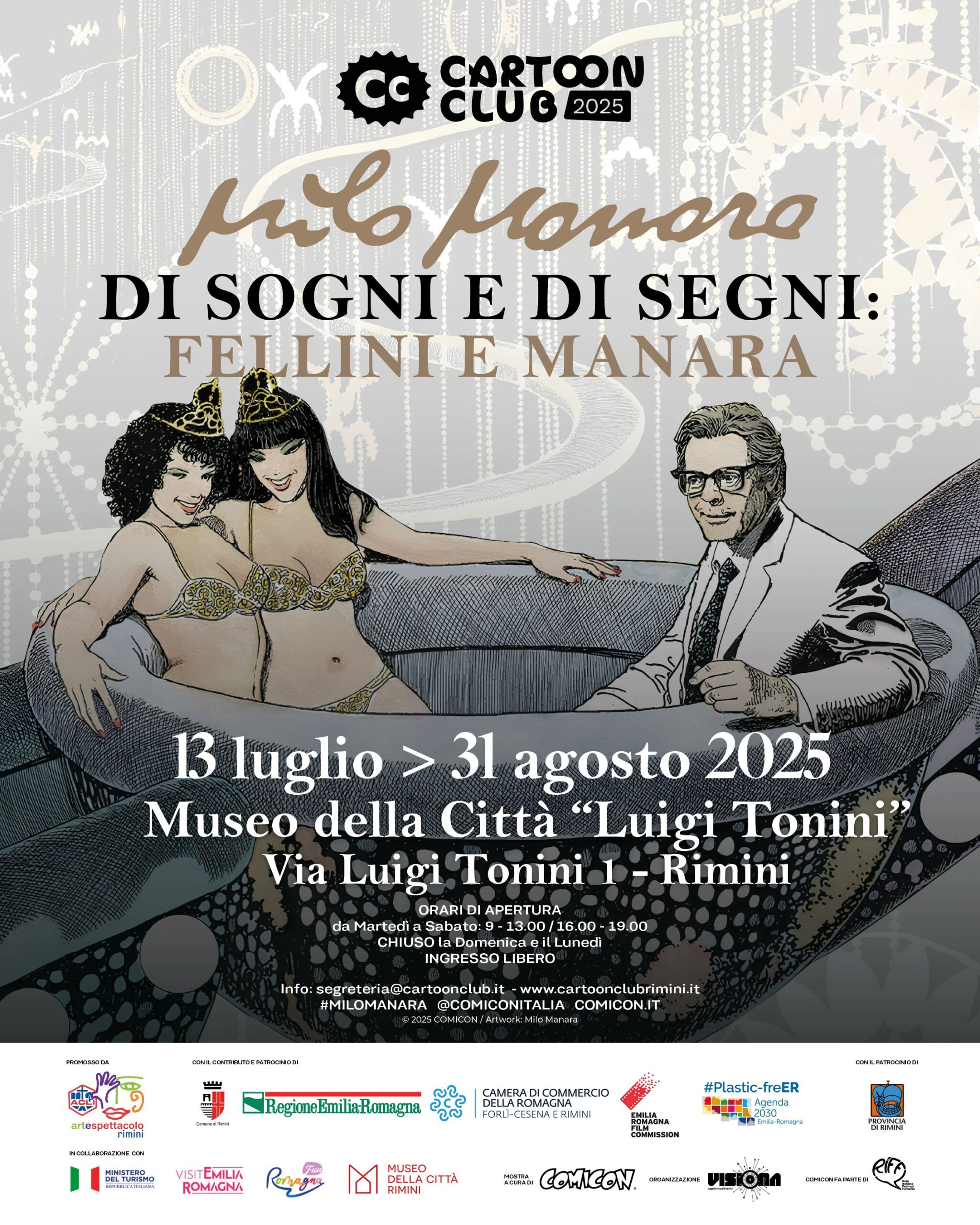 Locandina mostra Milo Manara al Riminicomix