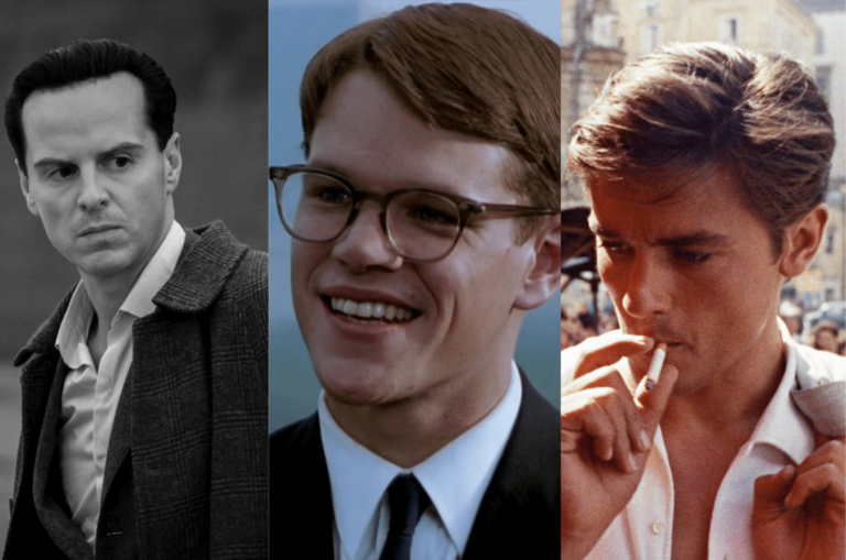 Andrew Scott, Matt Damon e Alain Delon nei panni di Tom Ripley.