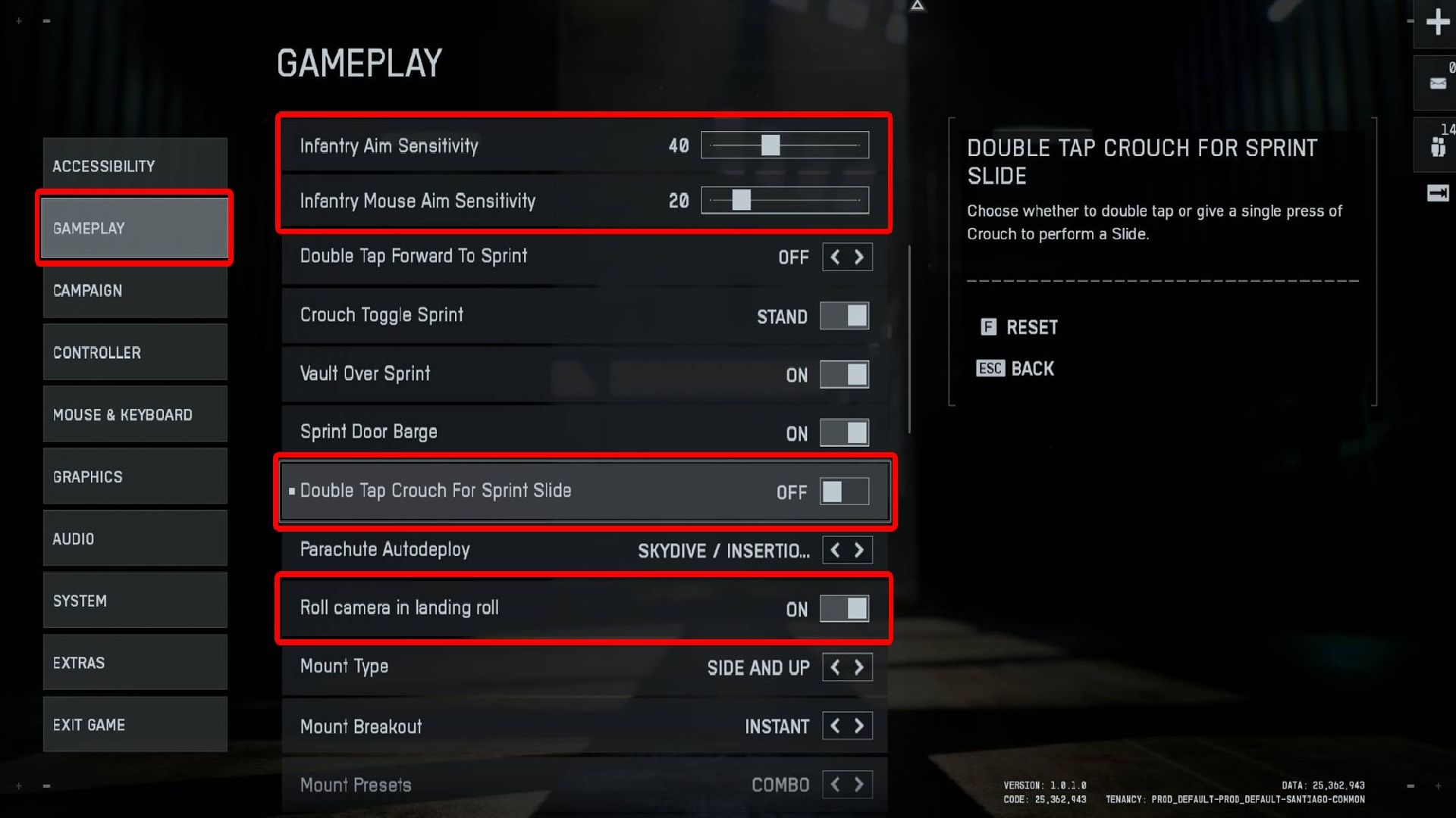Impostazioni del gameplay