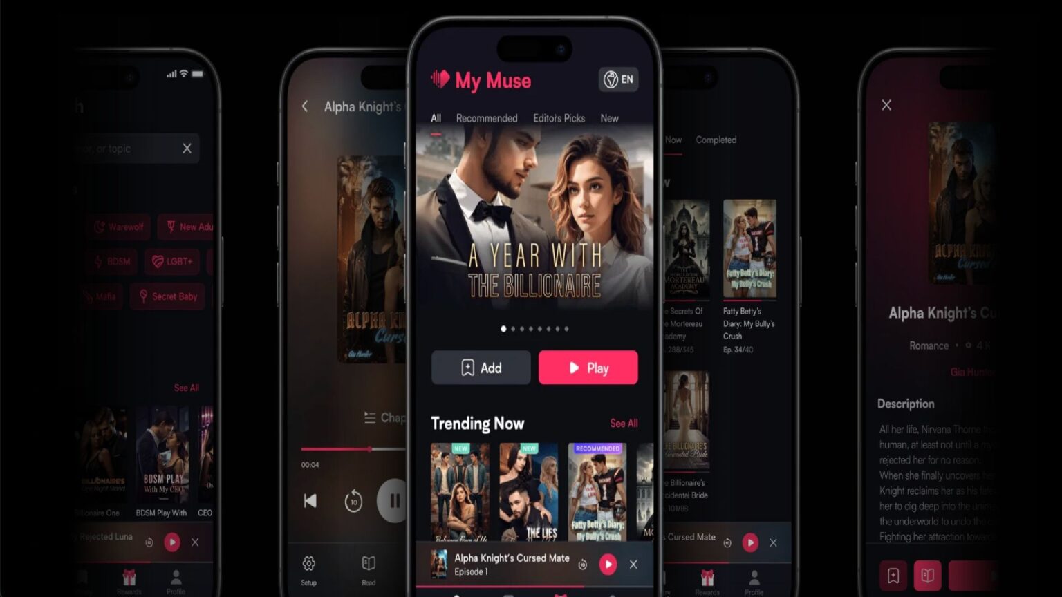 Schermata dell'app My Muse di Holywater