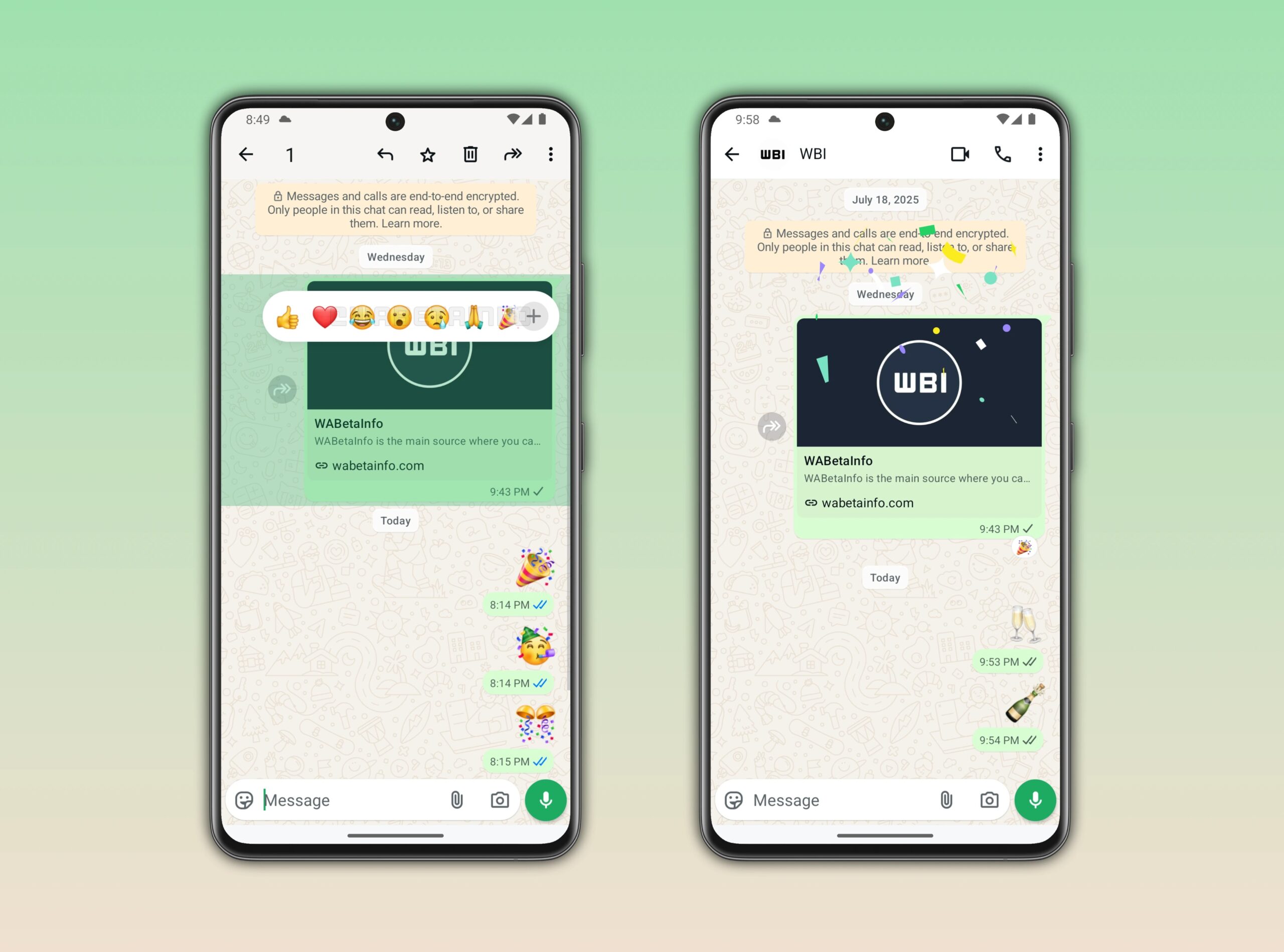 Animazione dei coriandoli su Whatsapp