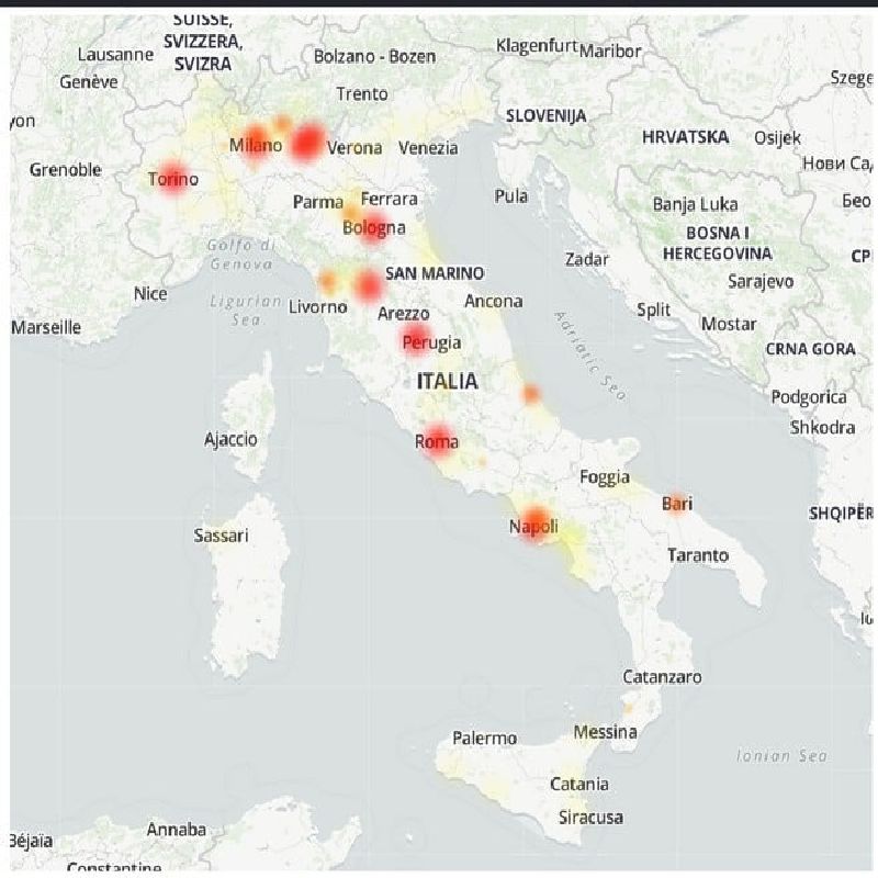 Mappa dei disservizi Tim
