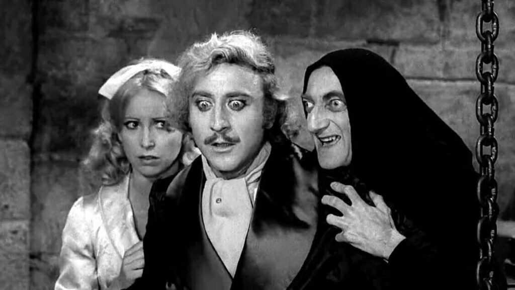 Teri Garr, Gene Wilder e Marty Feldman in una scena di Frankenstein Junior @ 20th Century Fox