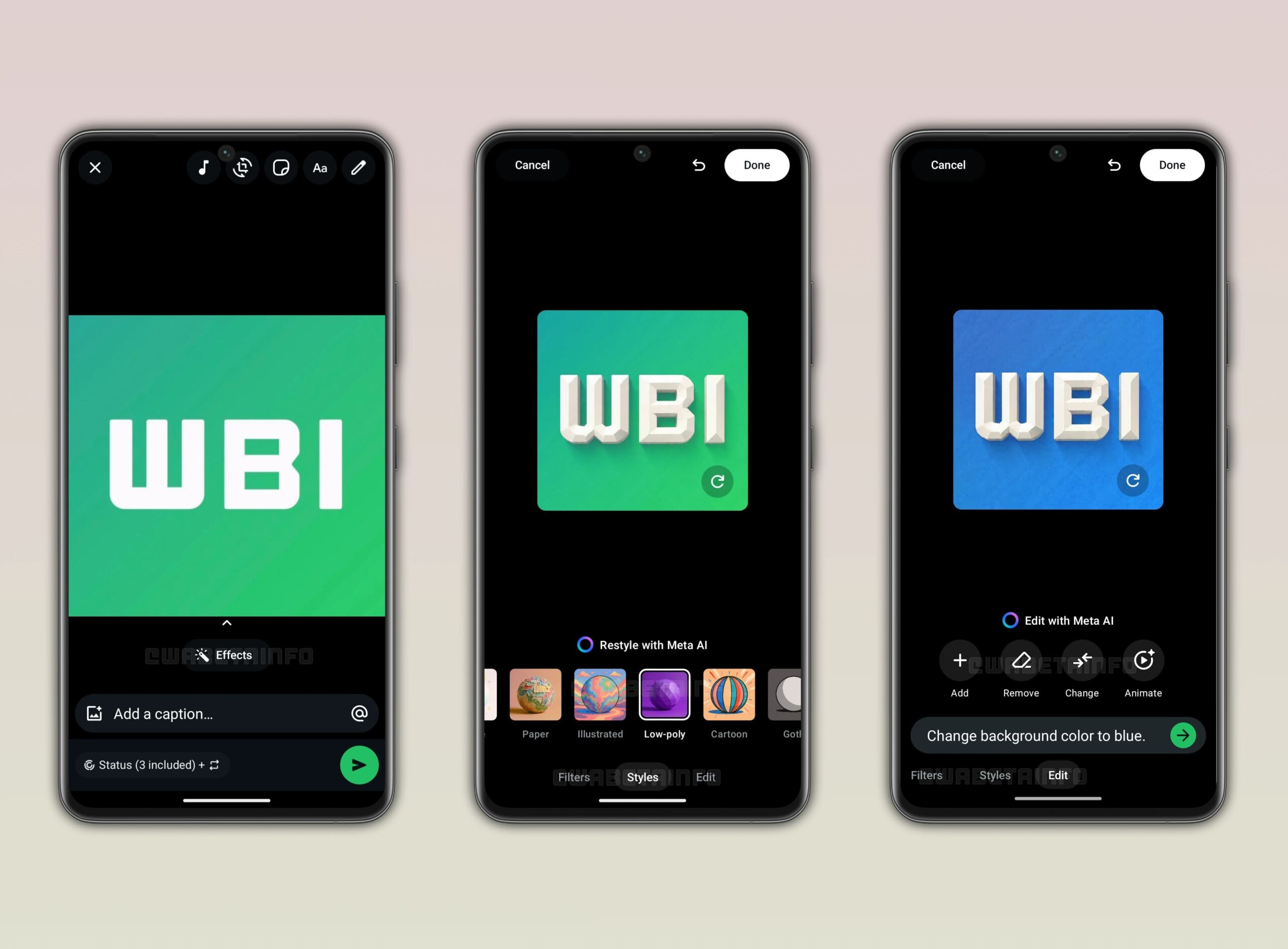 La funzionalità effetti negli stati di Whatsapp