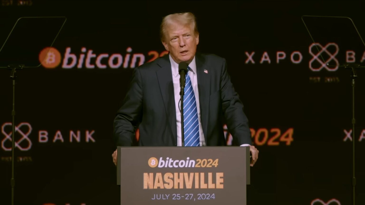 Trump alla conferenza bitcoin a Nashville 2024 fonte: YouTube