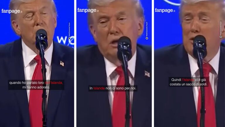 La confusione di Trump preoccupa: i social provano a sdrammatizzare rendendolo virale, i meme sono stupendi Trump parla a Davos della Groenlandia