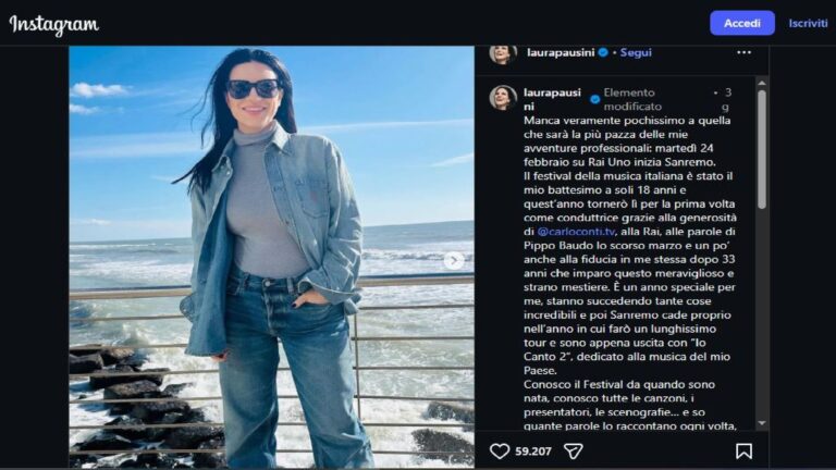 Laura Pausini su Instagram