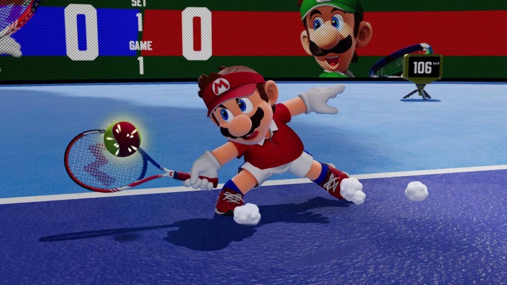 Mario Tennis Fever_Mario recupera una palla difficile