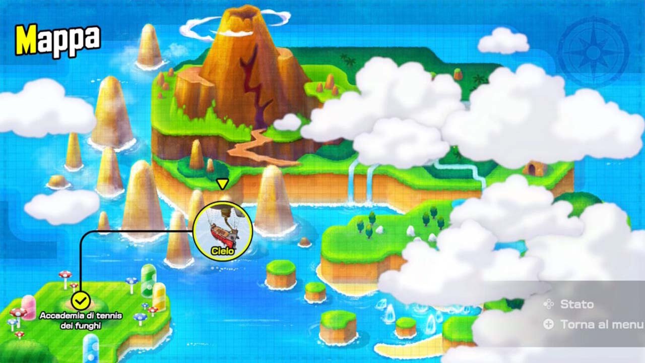 Mario Tennis Fever_la mappa della modalità storia