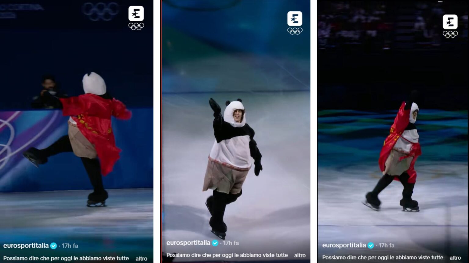 Mikhail Shaidorov, esibizione vestito da panda