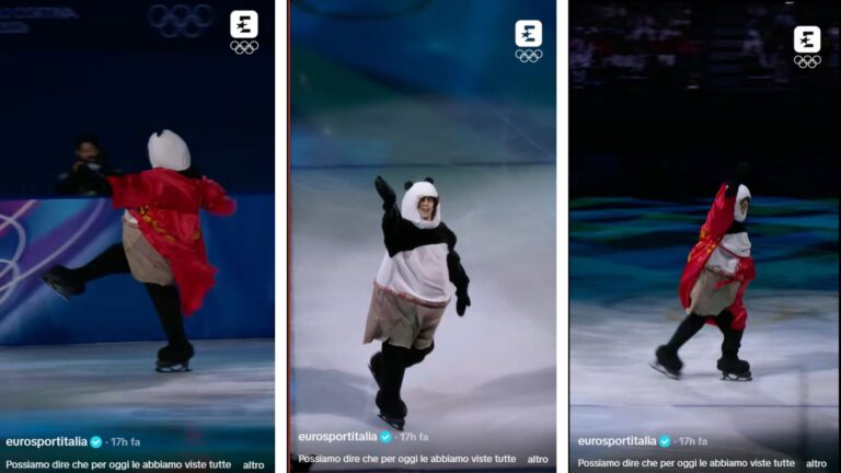 Mikhail Shaidorov, esibizione vestito da panda