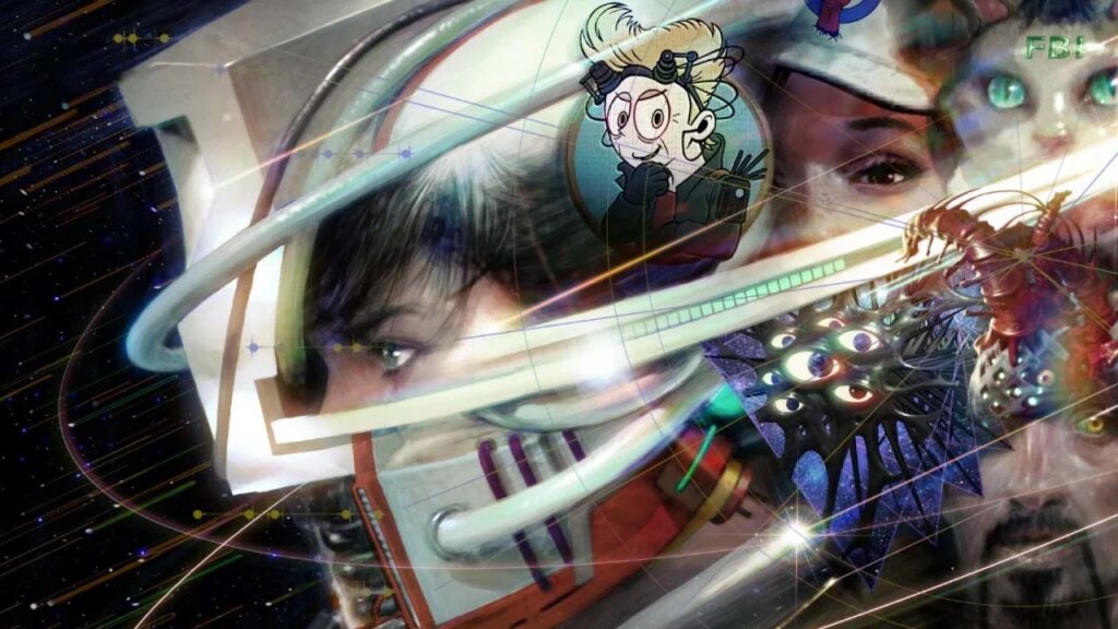 Con Romeo is a Dead Man Suda51 è scatenato… anche troppo! Poster artistico del titolo, con il protagonista e vari comprimari