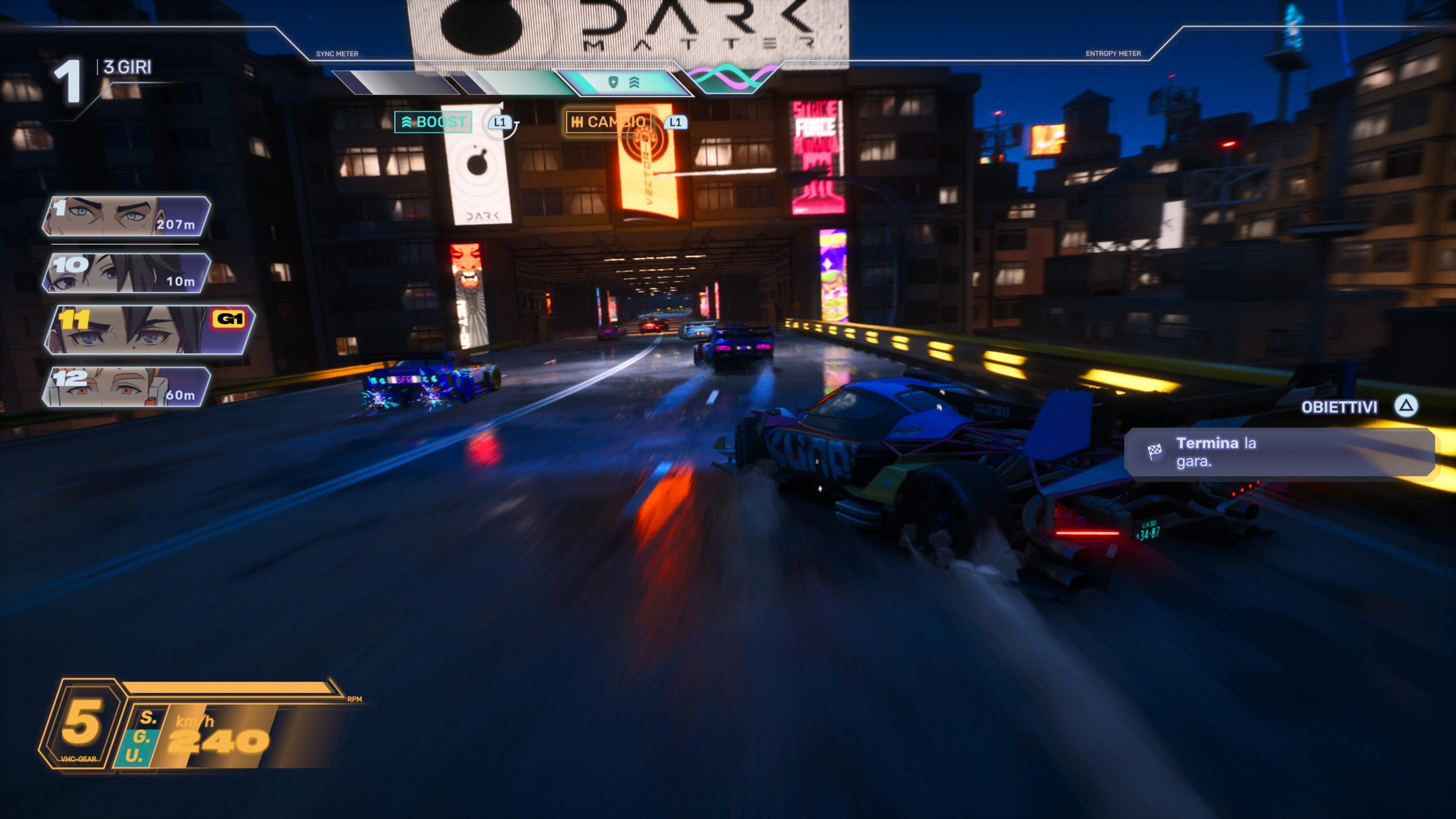 Una fase di corsa in Screamer