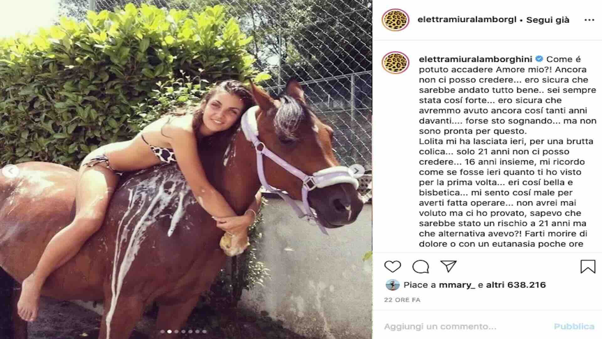 Elettra Lamborghini con la cavalla Lolita