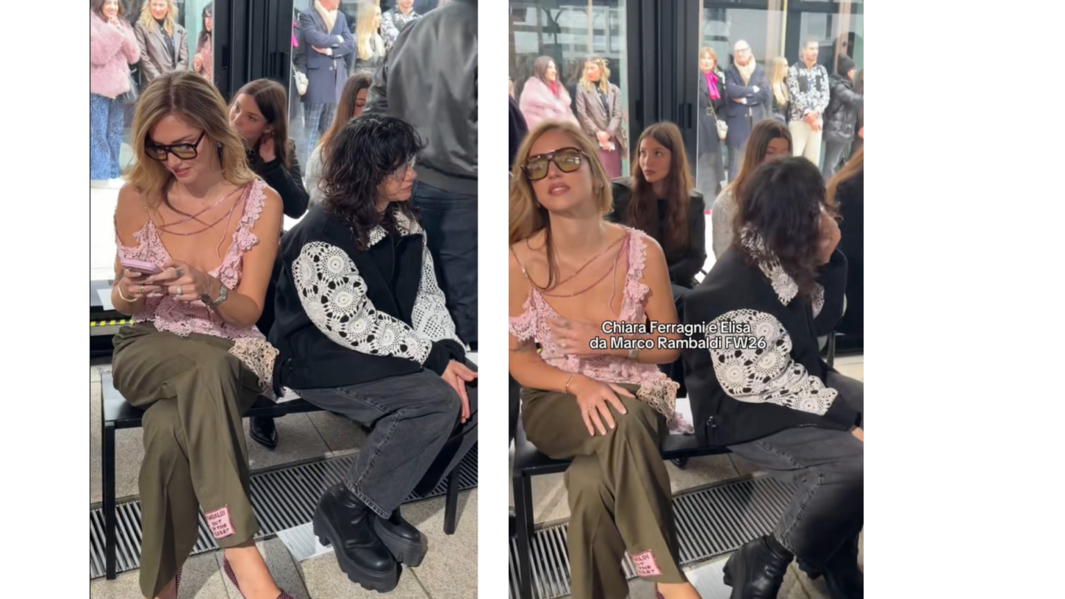 Elisa e Chiara Ferragni si ignorano durante una sfilata