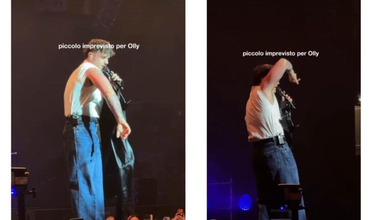 Olly rivela sul palco il piccolo "incidente"