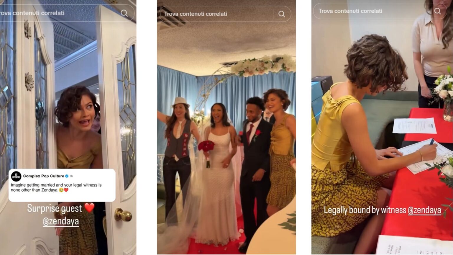 Zendaya sorprende una coppia che si sposa a Las Vegas