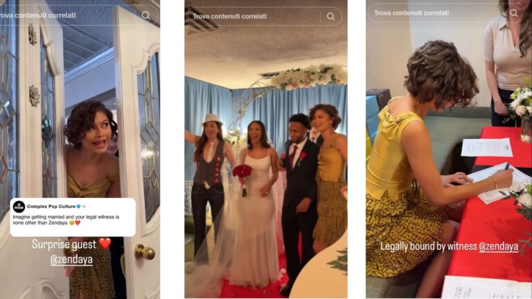 Zendaya sorprende una coppia che si sposa a Las Vegas