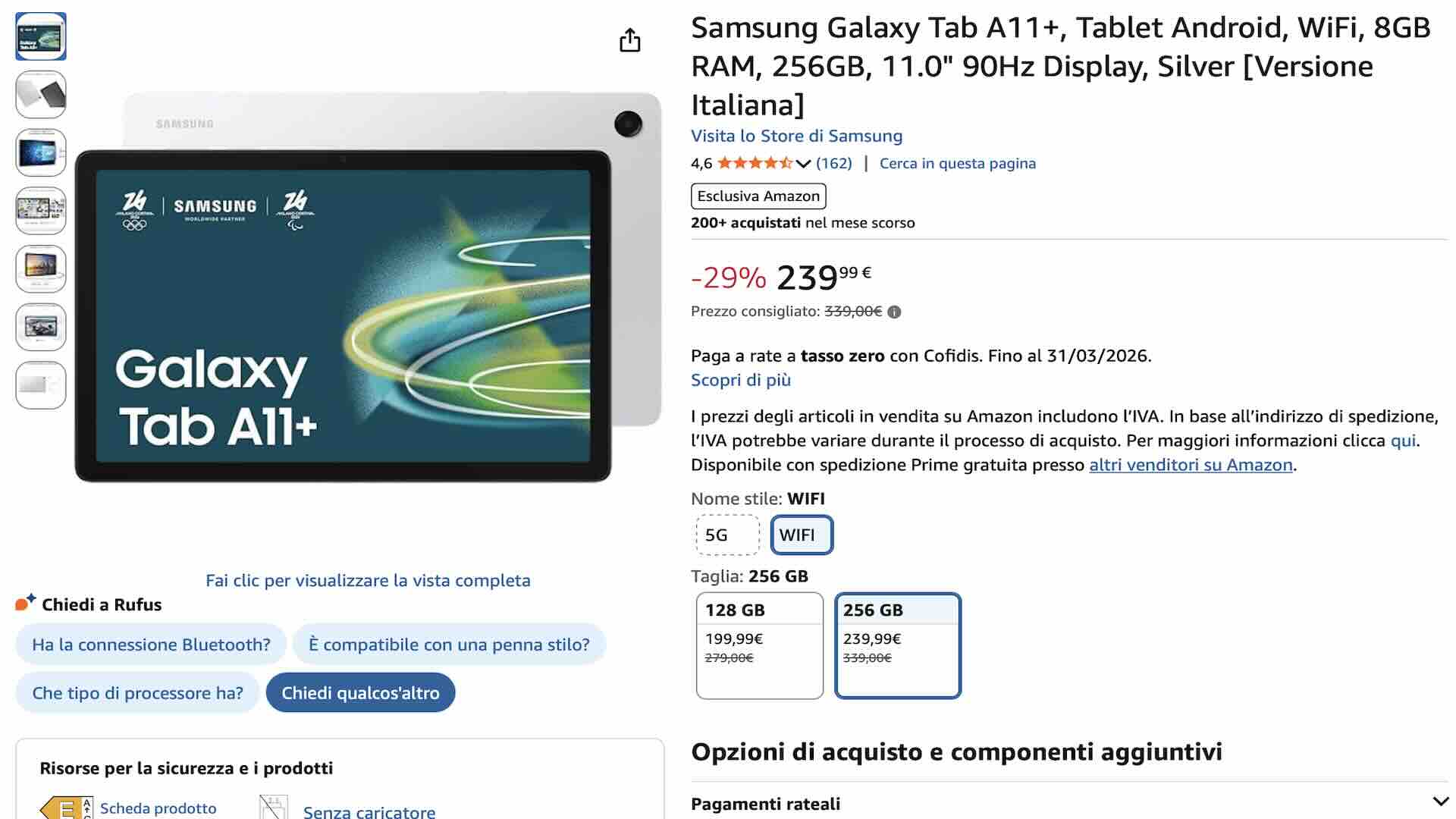 Samsung Galaxy S11+ Tab su Amazon