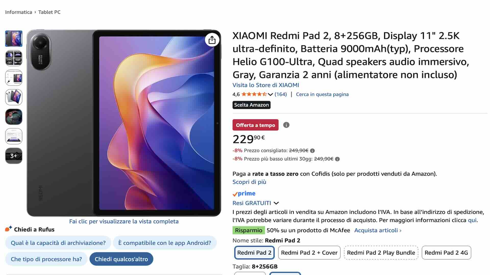 XIAOMI Redmi Pad 2 su Amazon