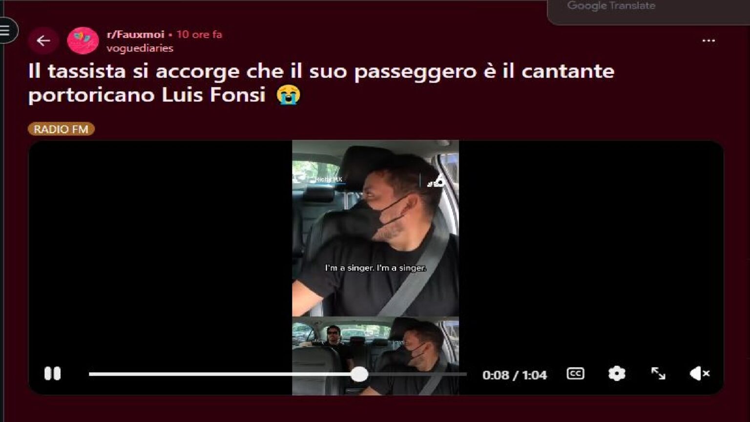 Luis Fonsi sale in taxi e succede l’impensabile: il video del concerto gratuito al tassista è già virale Luis Fonsi in taxi - Reddit