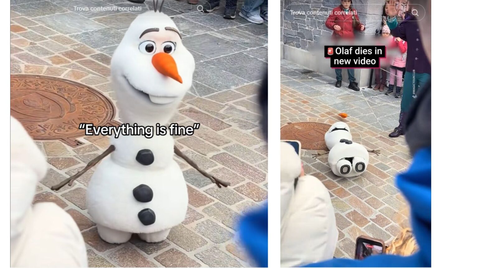 Olaf cade a Disneyland Paris in un video virale